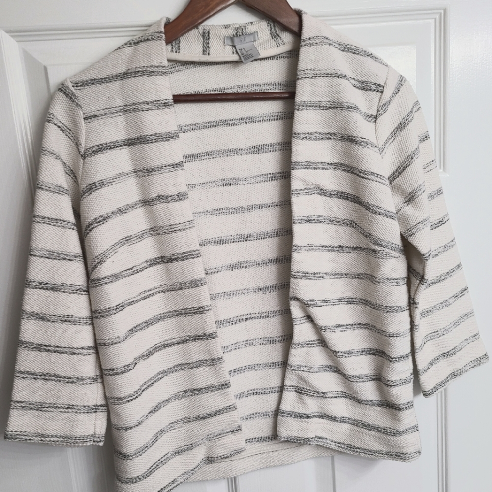 H&M Cream and Blue Cardigan Size S